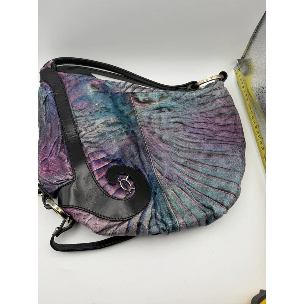 Fendi Iridescent Mermaid Leather Hobo Bag Crystal Rare Made Italy